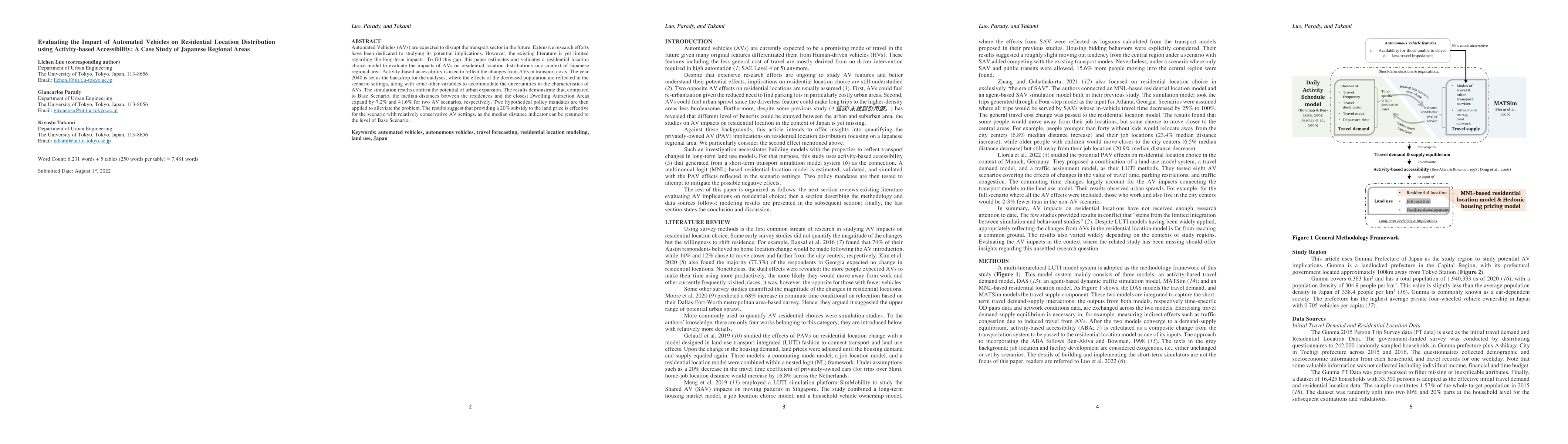 Thumbnail for Evaluating the Impact of Automated Vehicles on Residential Location
  Distribution using Activity-based Accessibility: A Case Study of Japanese
  Regional Areas