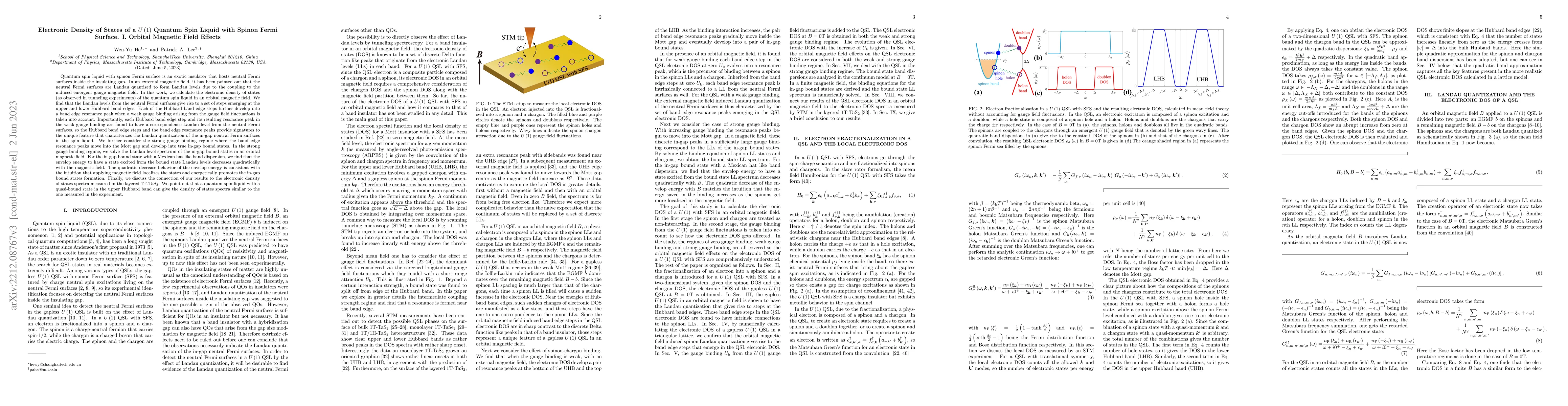 Thumbnail for Electronic Density of States of a $U\left(1\right)$ Quantum Spin Liquid
  with Spinon Fermi Surface. I. Orbital Magnetic Field Effects