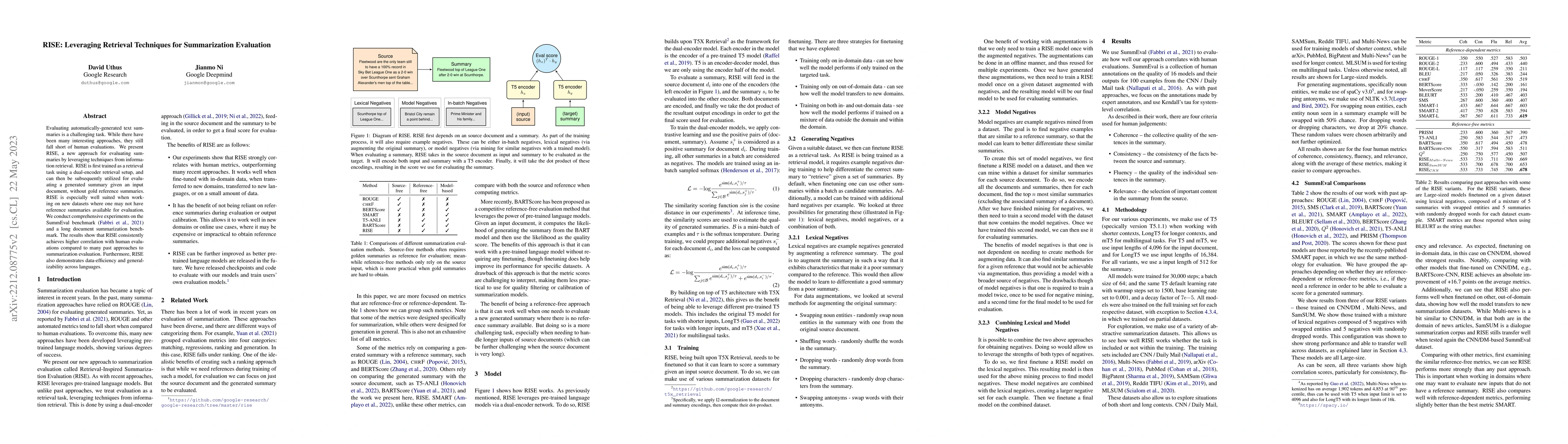 Thumbnail for RISE: Leveraging Retrieval Techniques for Summarization Evaluation