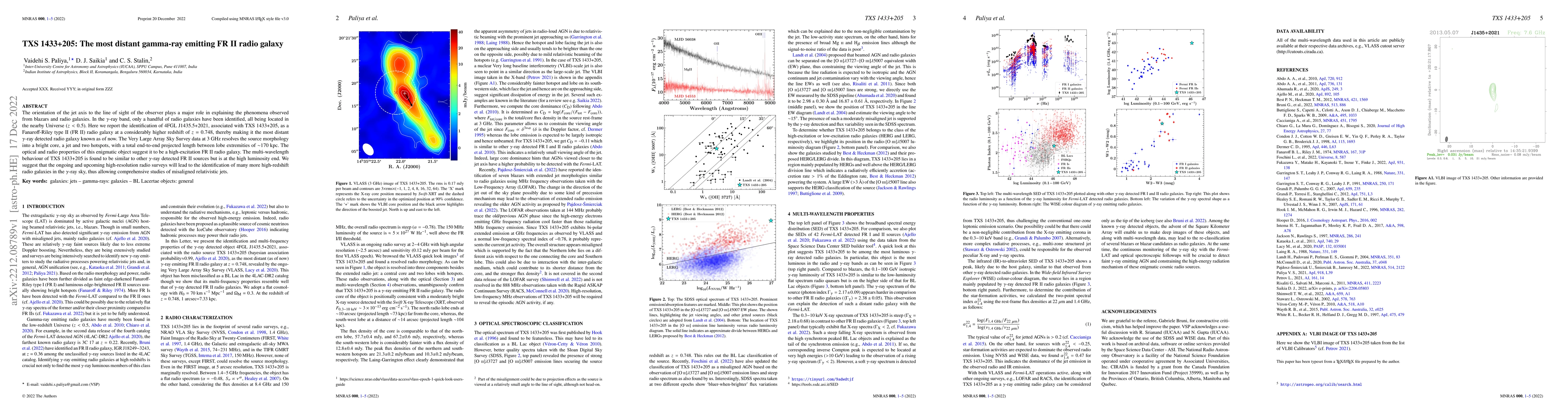 Thumbnail for TXS 1433+205: The most distant gamma-ray emitting FR II radio galaxy
