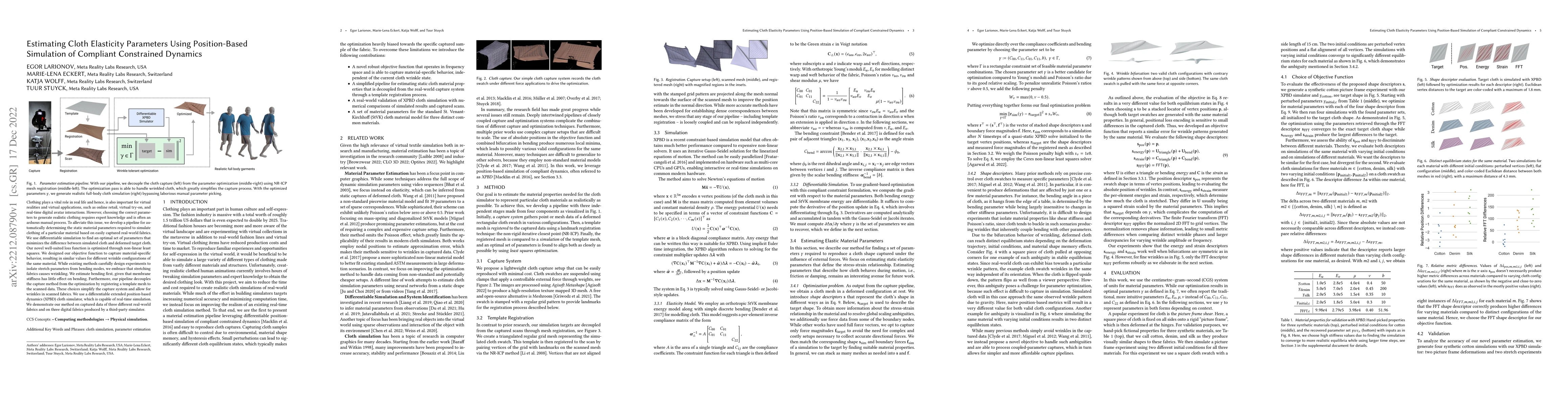 Thumbnail for Estimating Cloth Elasticity Parameters Using Position-Based Simulation
  of Compliant Constrained Dynamics