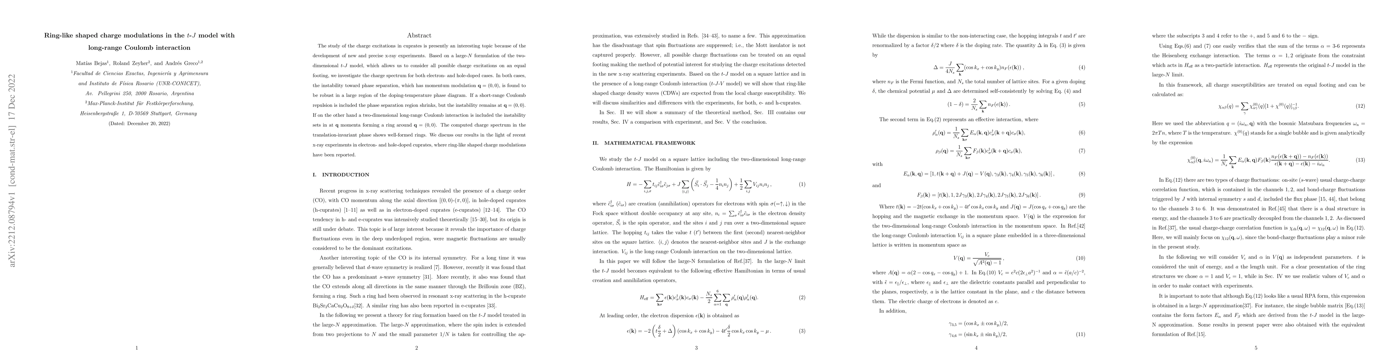 Thumbnail for Ring-like shaped charge modulations in the t-J model with long-range
  Coulomb interaction