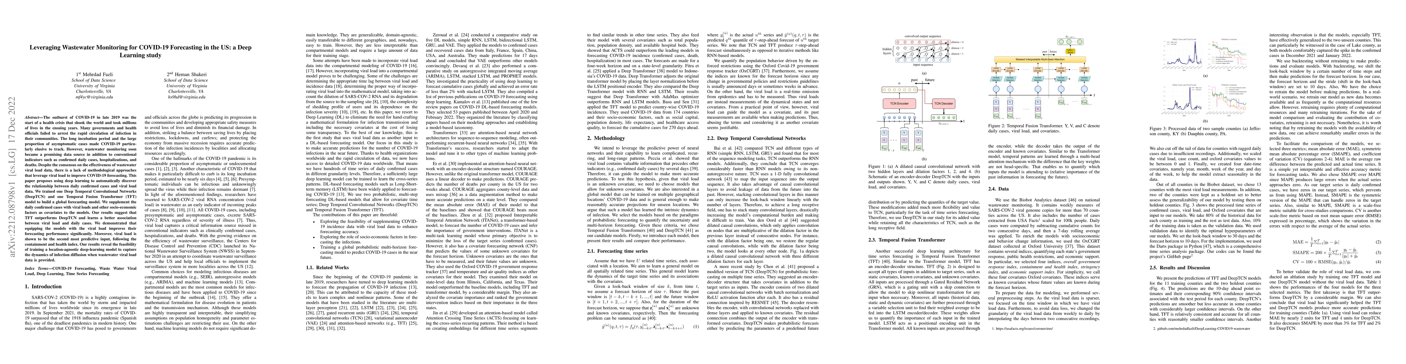 Thumbnail for Leveraging Wastewater Monitoring for COVID-19 Forecasting in the US: a
  Deep Learning study