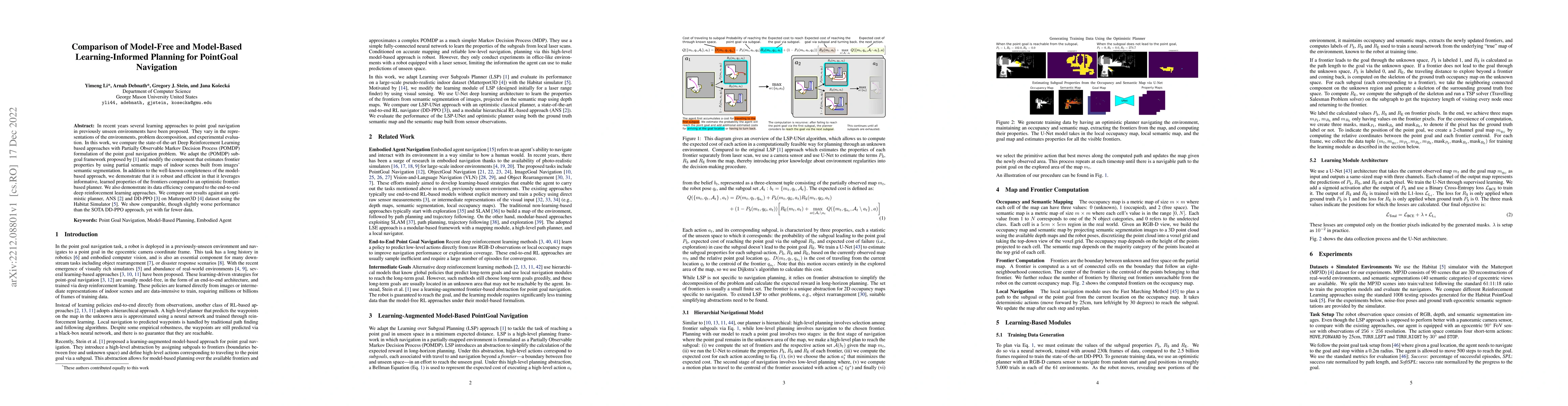 Thumbnail for Comparison of Model-Free and Model-Based Learning-Informed Planning for
  PointGoal Navigation