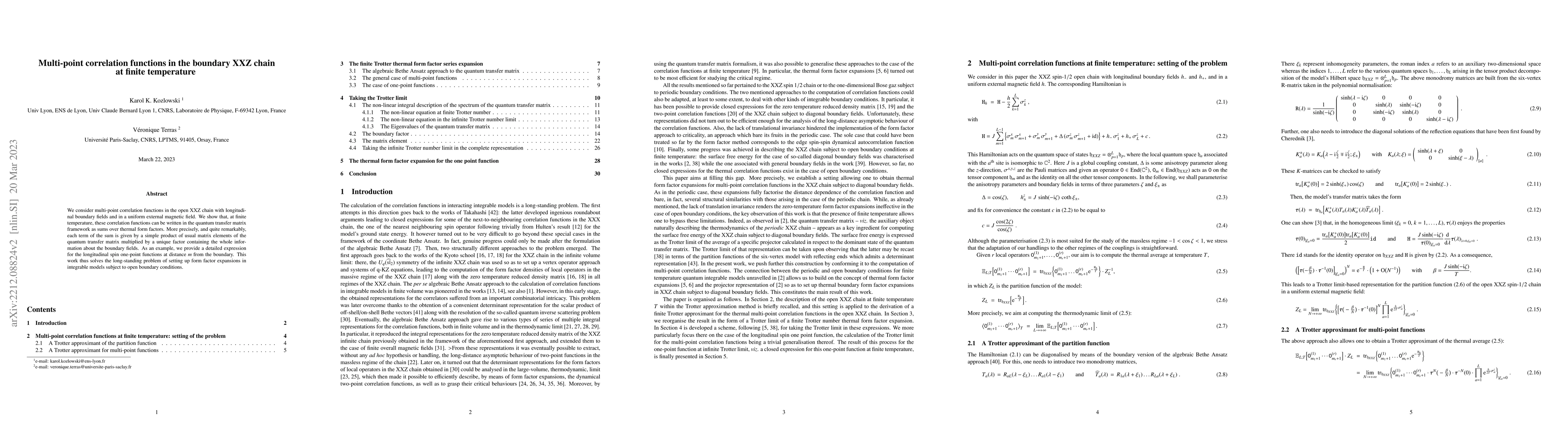 Thumbnail for Multi-point correlation functions in the boundary XXZ chain at finite
  temperature