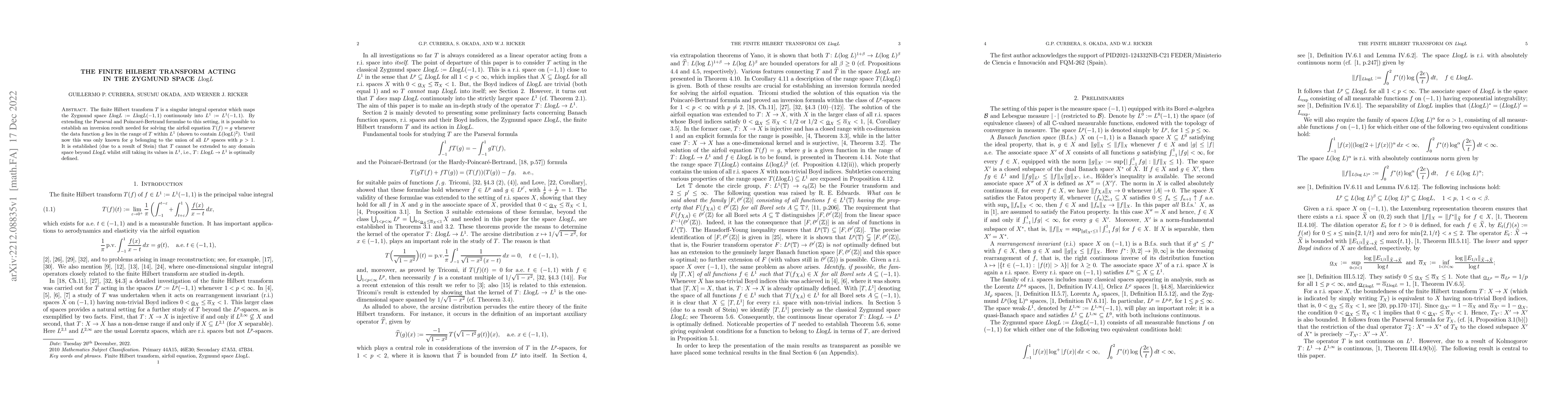 Thumbnail for The finite Hilbert transform acting in the Zygmund space LlogL