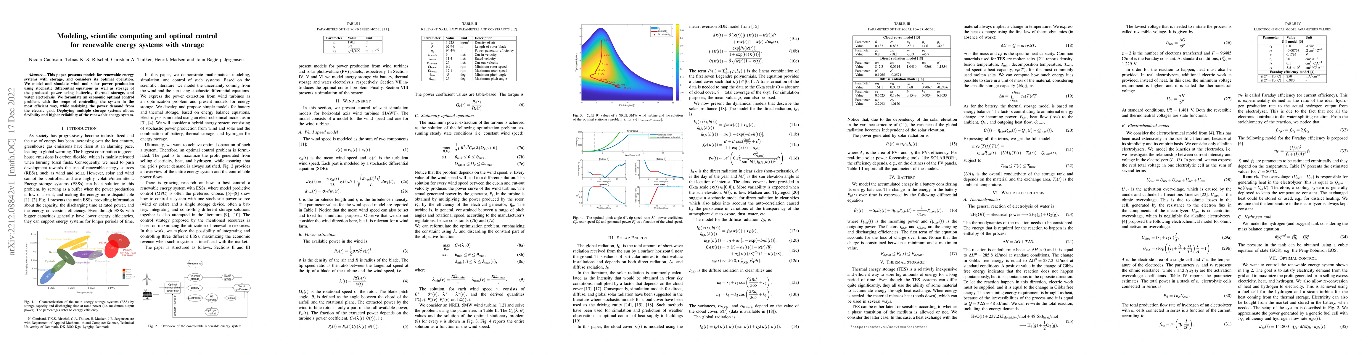 Thumbnail for Modeling, scientific computing and optimal control for renewable energy
  systems with storage