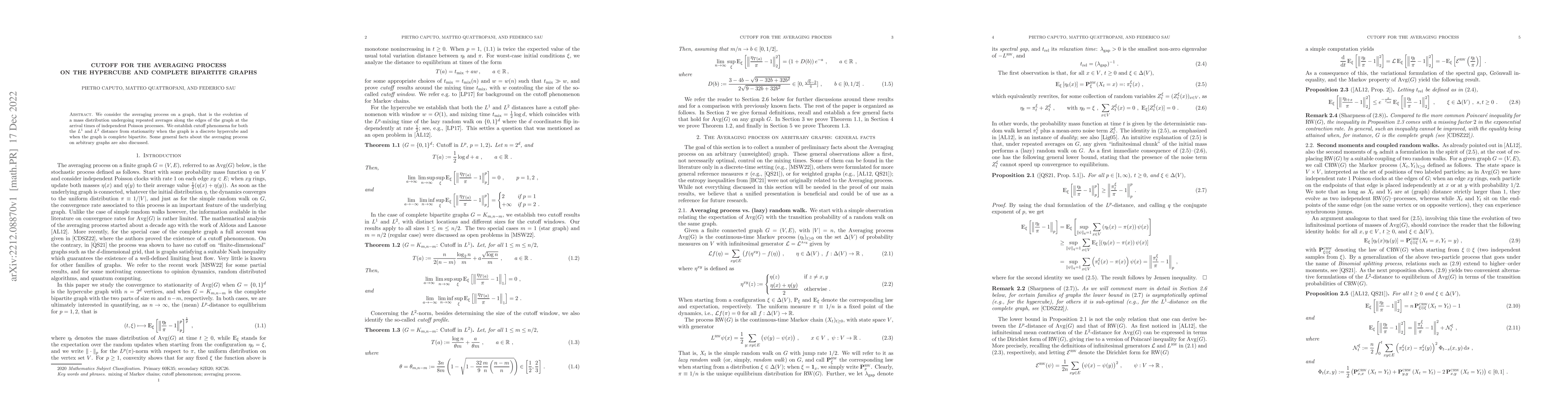 Thumbnail for Cutoff for the Averaging process on the hypercube and complete bipartite
  graphs