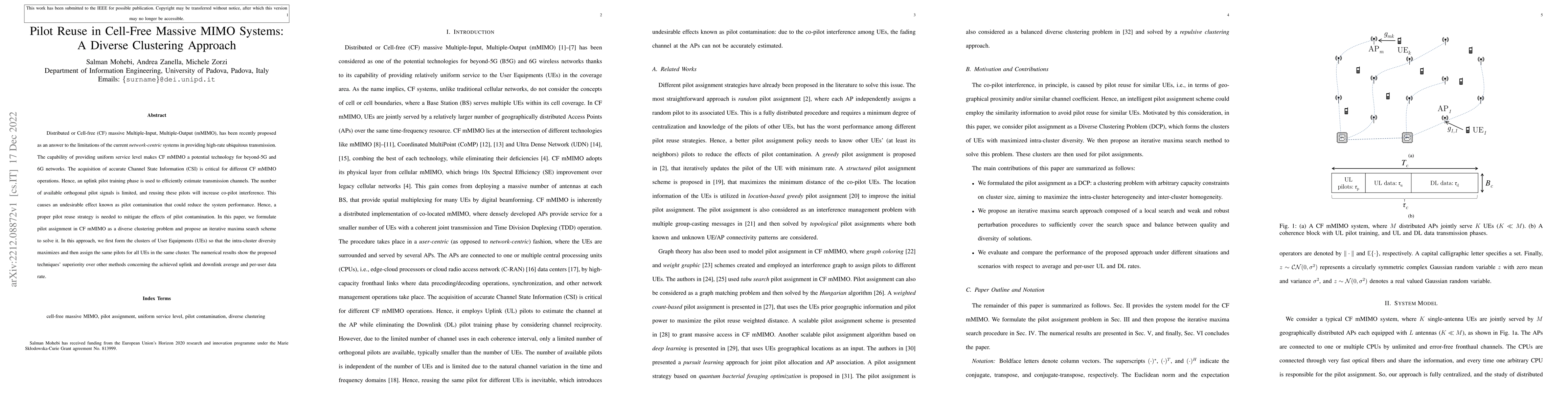 Thumbnail for Pilot Reuse in Cell-Free Massive MIMO Systems: A Diverse Clustering
  Approach
