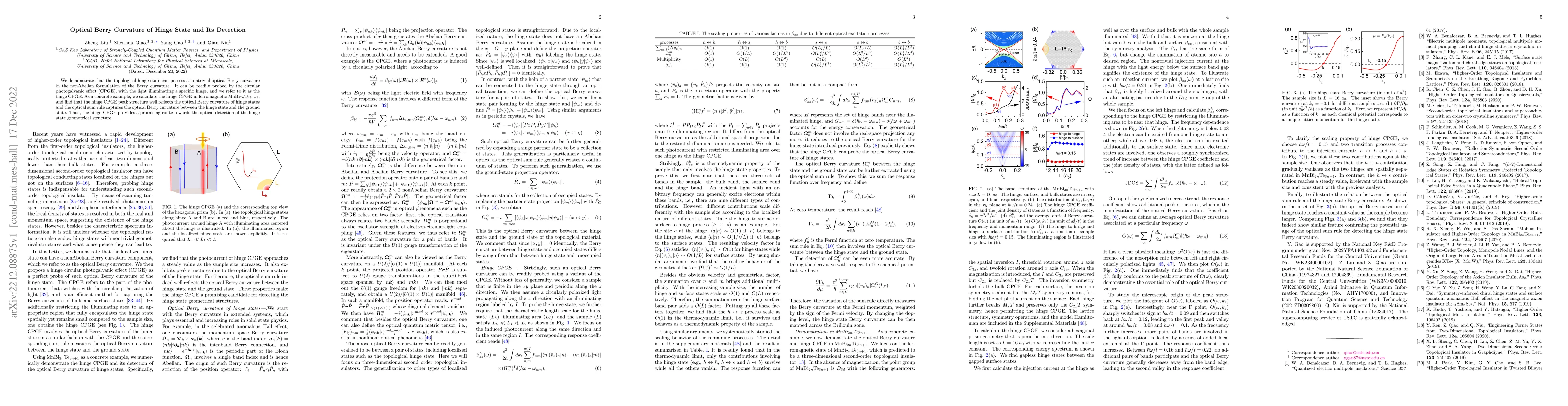 Thumbnail for Optical Berry Curvature of Hinge State and Its Detection