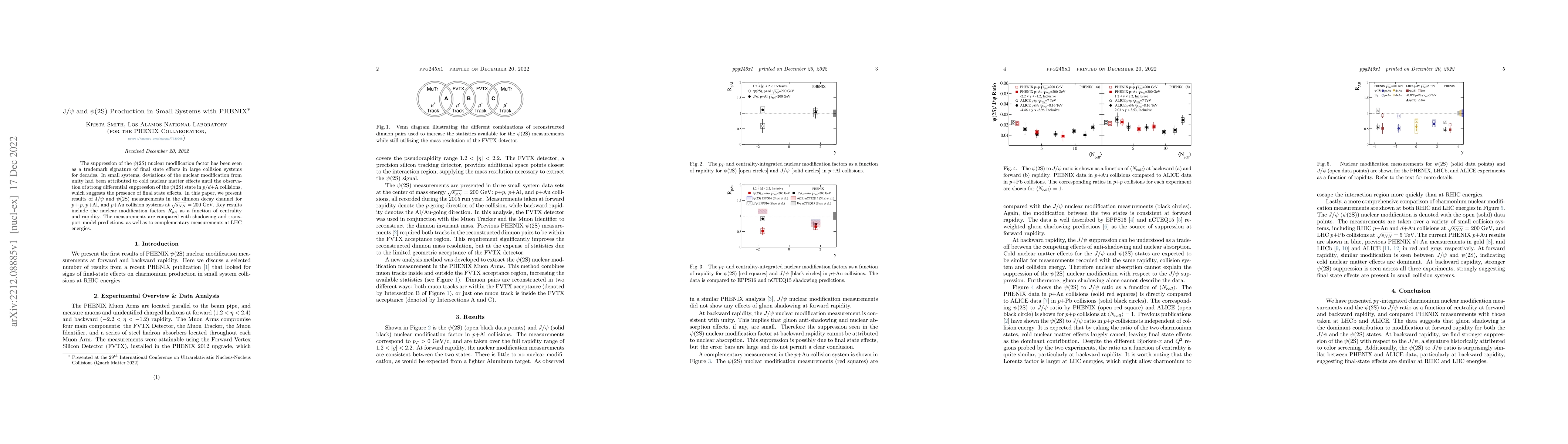 Thumbnail for J/$\psi$ and $\psi$(2S) Production in Small Systems with PHENIX