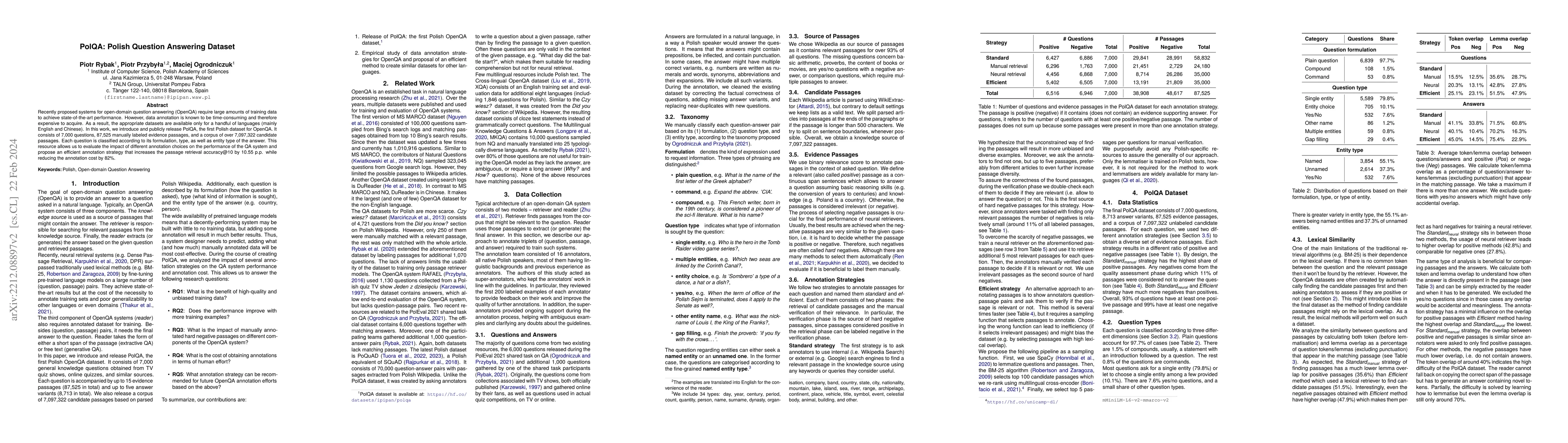 Thumbnail for PolQA: Polish Question Answering Dataset