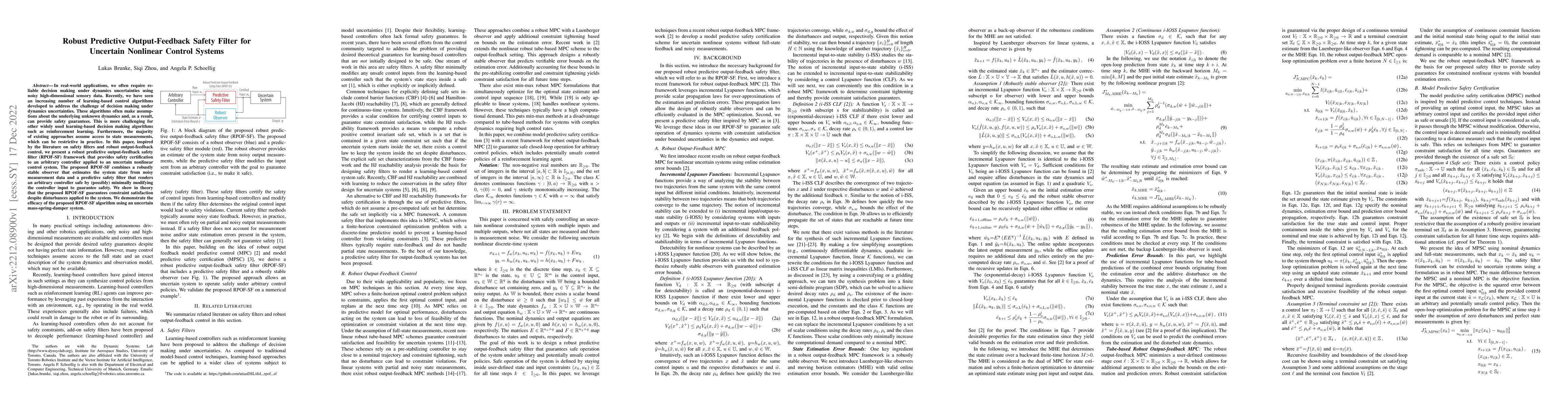 Thumbnail for Robust Predictive Output-Feedback Safety Filter for Uncertain Nonlinear
  Control Systems