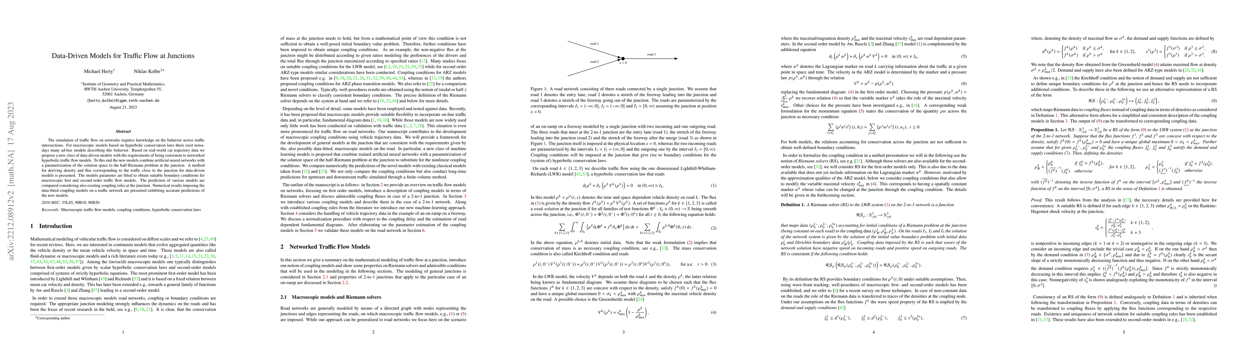 Thumbnail for Data-Driven Models for Traffic Flow at Junctions