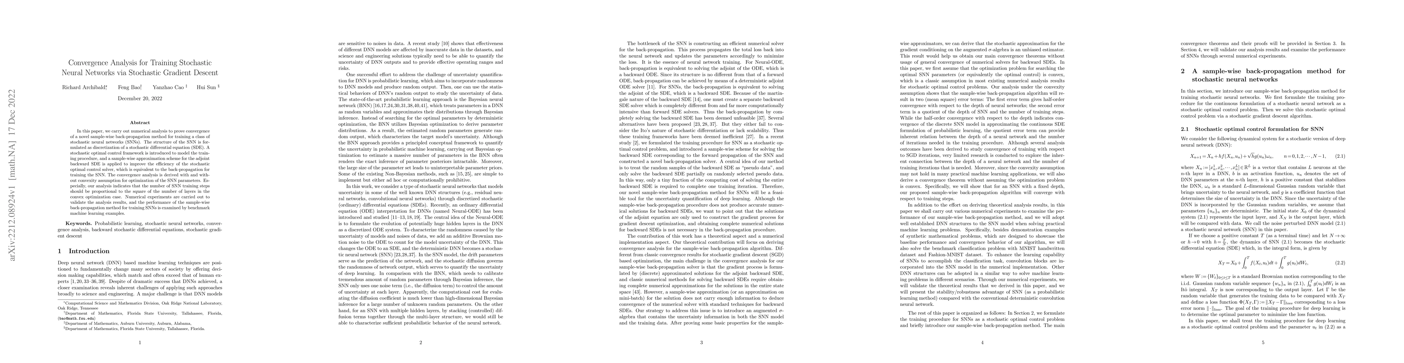 Thumbnail for Convergence Analysis for Training Stochastic Neural Networks via
  Stochastic Gradient Descent