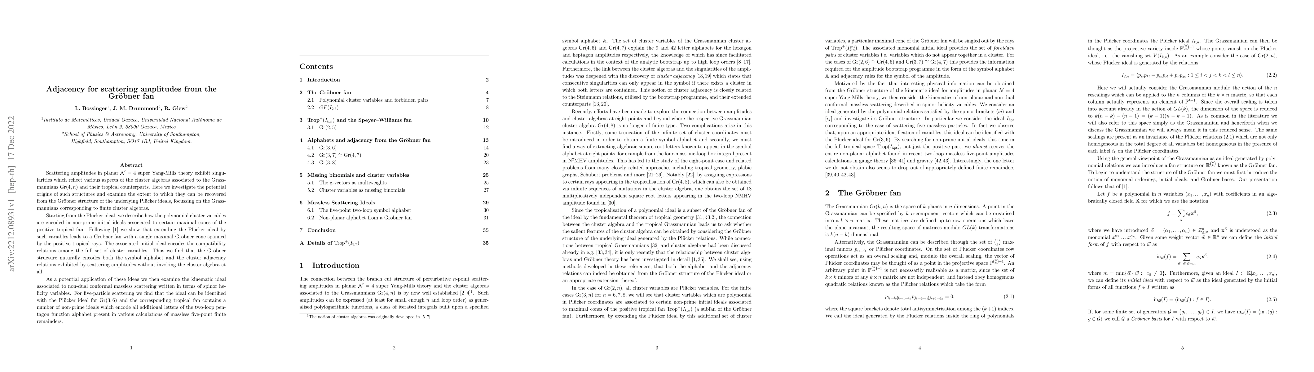 Thumbnail for Adjacency for scattering amplitudes from the Gr\"obner fan