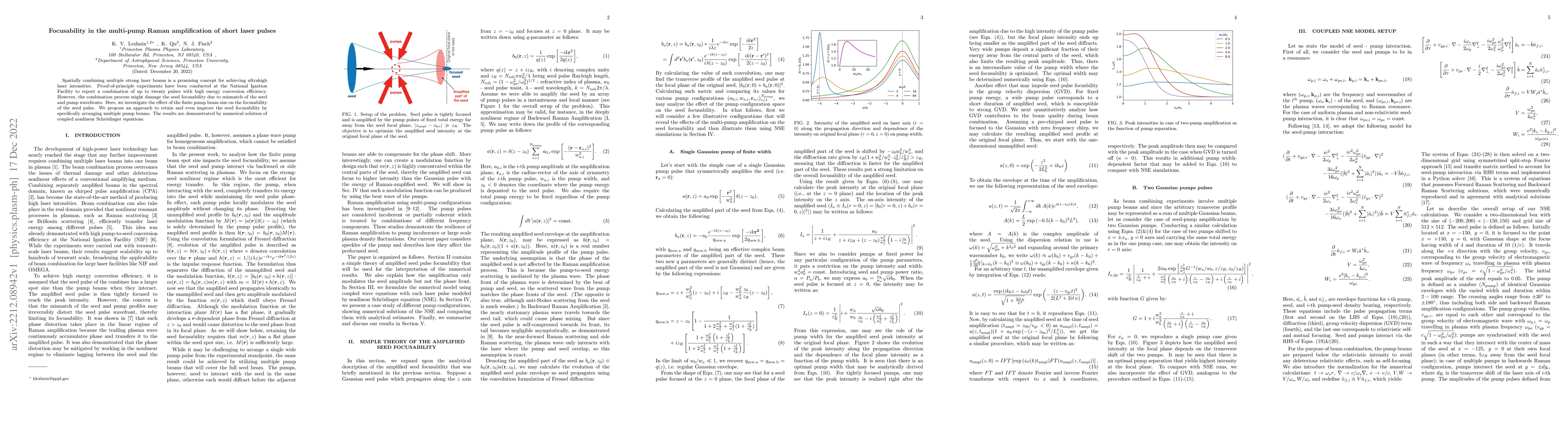Thumbnail for Focusability in the multi-pump Raman amplification of short laser pulses