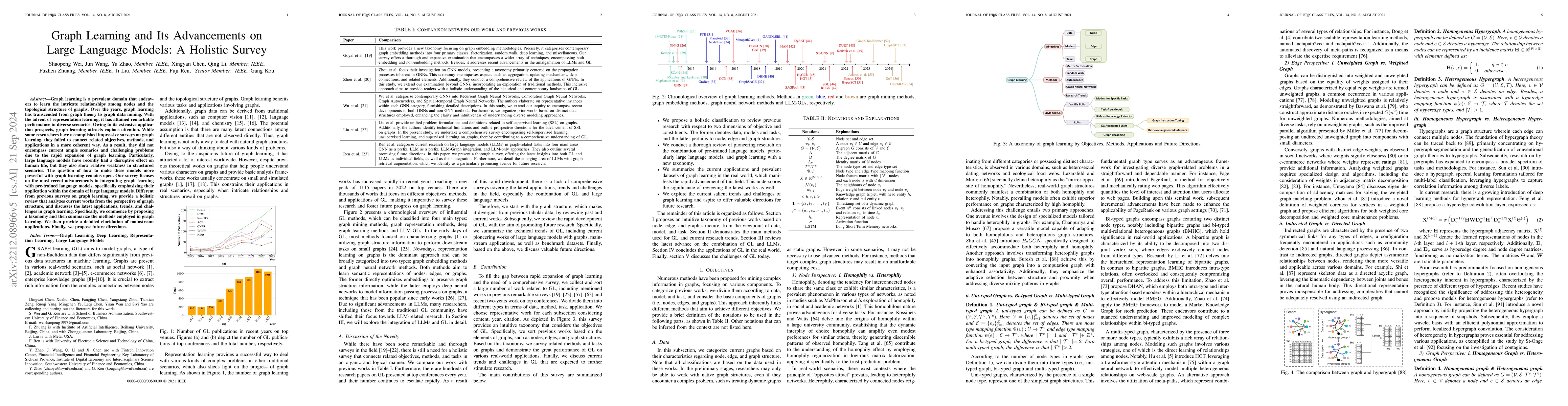 Thumbnail for Graph Learning and Its Advancements on Large Language Models: A Holistic
  Survey
