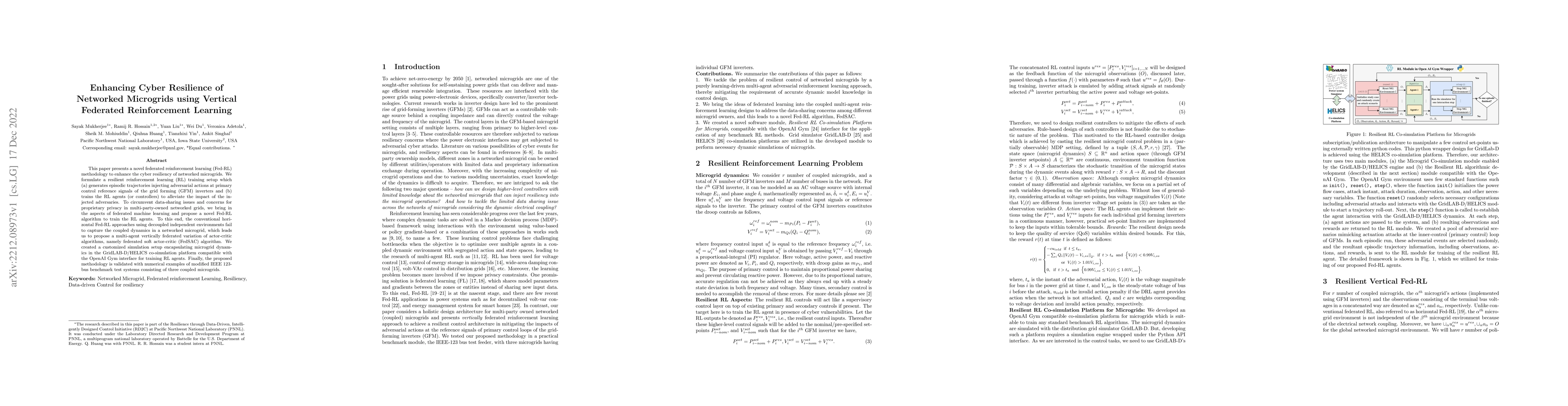 Thumbnail for Enhancing Cyber Resilience of Networked Microgrids using Vertical
  Federated Reinforcement Learning