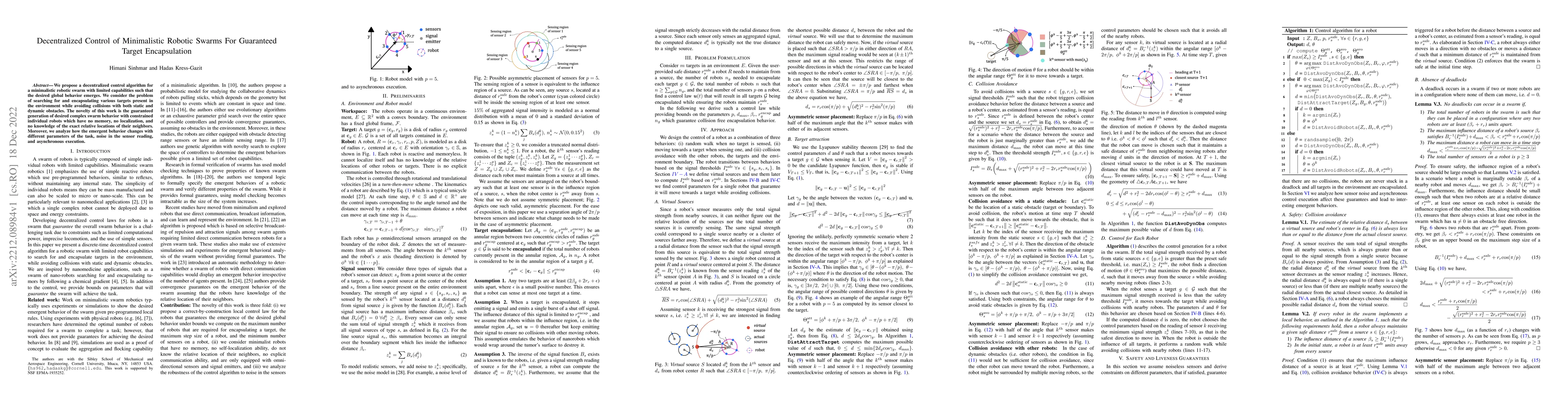Thumbnail for Decentralized Control of Minimalistic Robotic Swarms For Guaranteed
  Target Encapsulation