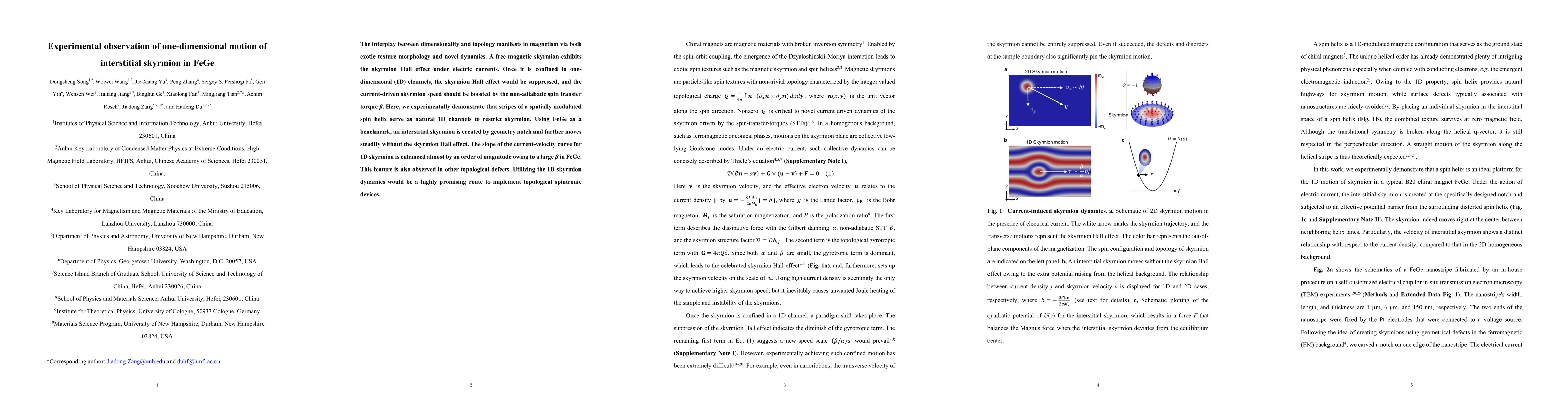 Thumbnail for Experimental observation of one-dimensional motion of interstitial
  skyrmion in FeGe
