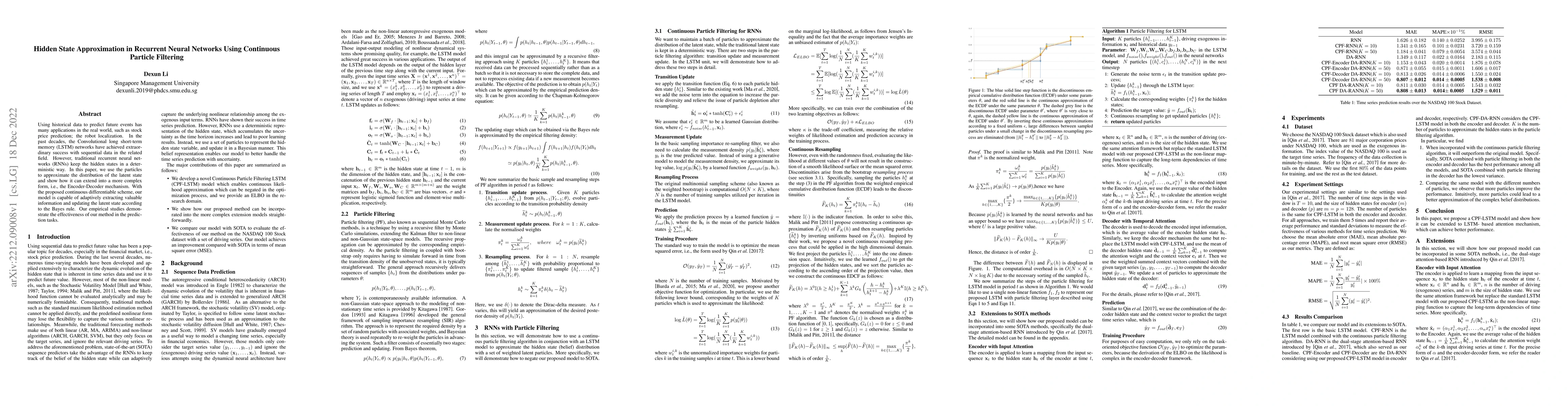 Thumbnail for Hidden State Approximation in Recurrent Neural Networks Using Continuous
  Particle Filtering