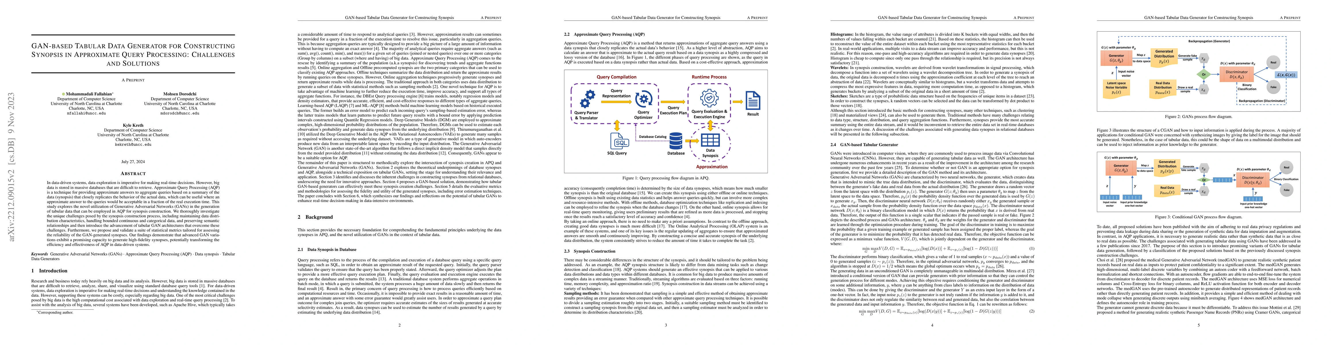Thumbnail for GAN-based Tabular Data Generator for Constructing Synopsis in
  Approximate Query Processing: Challenges and Solutions