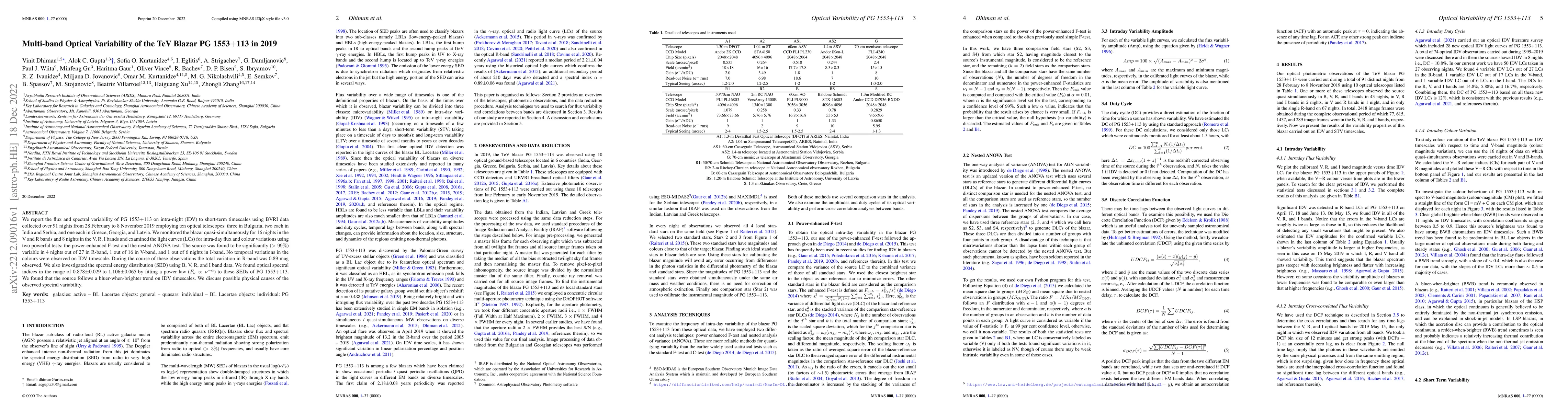 Thumbnail for Multi-band Optical Variability of the TeV Blazar PG 1553+113 in 2019