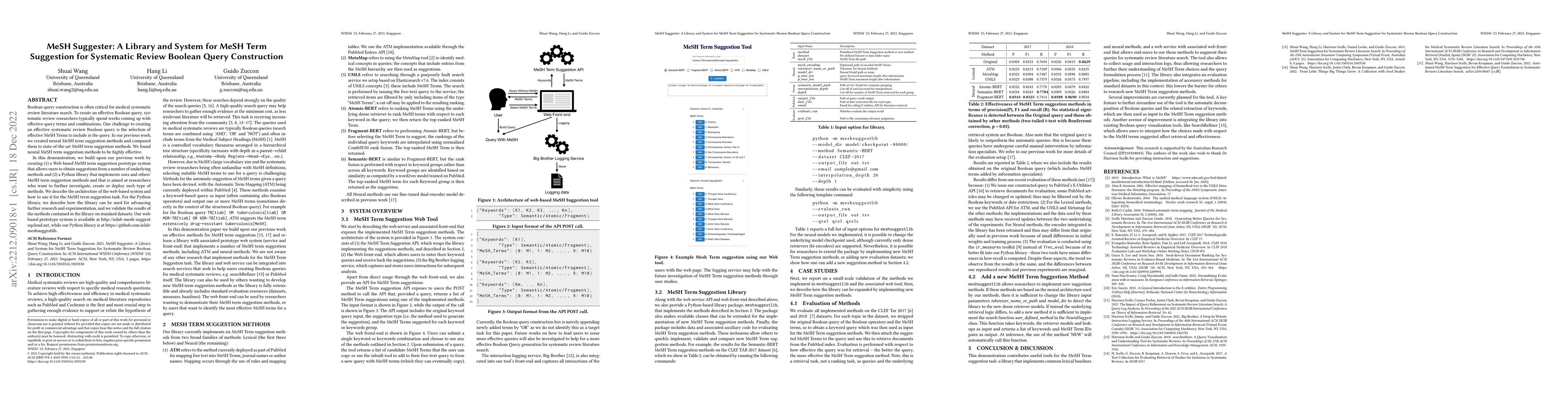 Thumbnail for MeSH Suggester: A Library and System for MeSH Term Suggestion for
  Systematic Review Boolean Query Construction