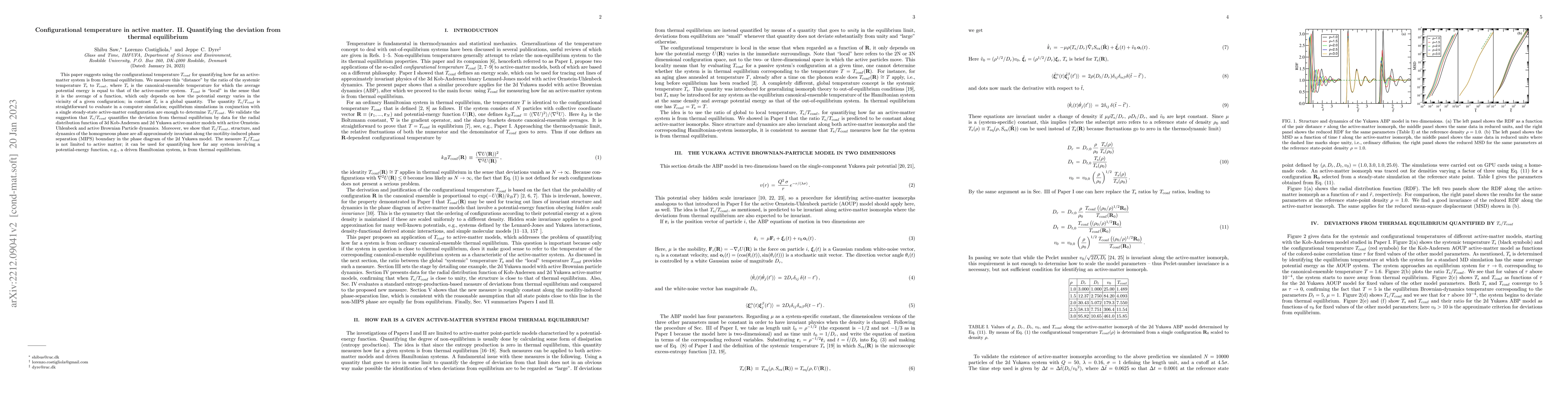 Thumbnail for Configurational temperature in active matter. II. Quantifying the
  deviation from thermal equilibrium