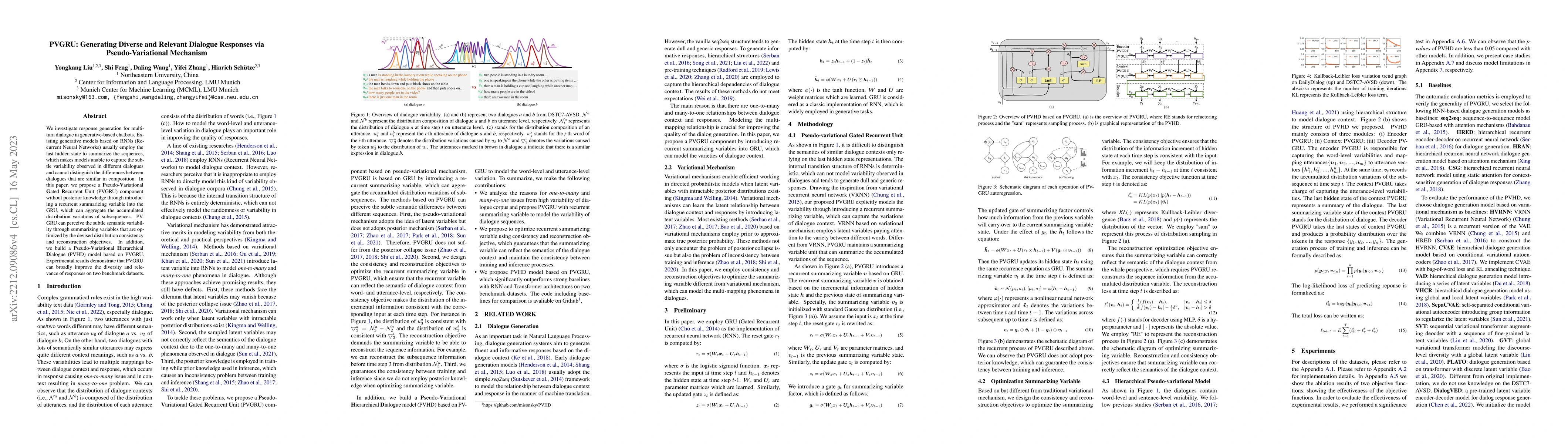 Thumbnail for PVGRU: Generating Diverse and Relevant Dialogue Responses via
  Pseudo-Variational Mechanism