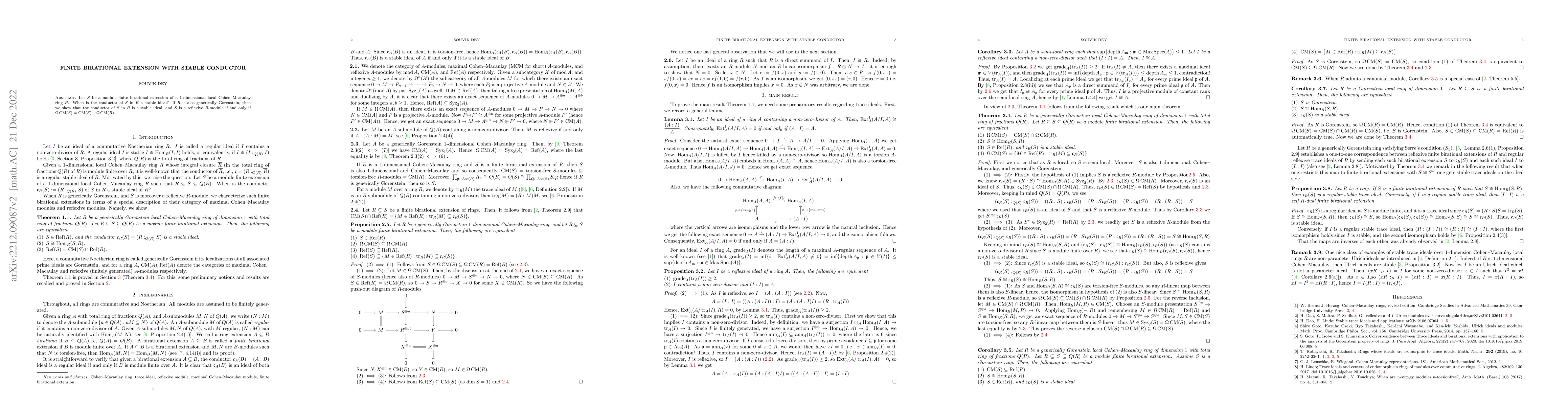 Thumbnail for Finite Birational extension with stable conductor