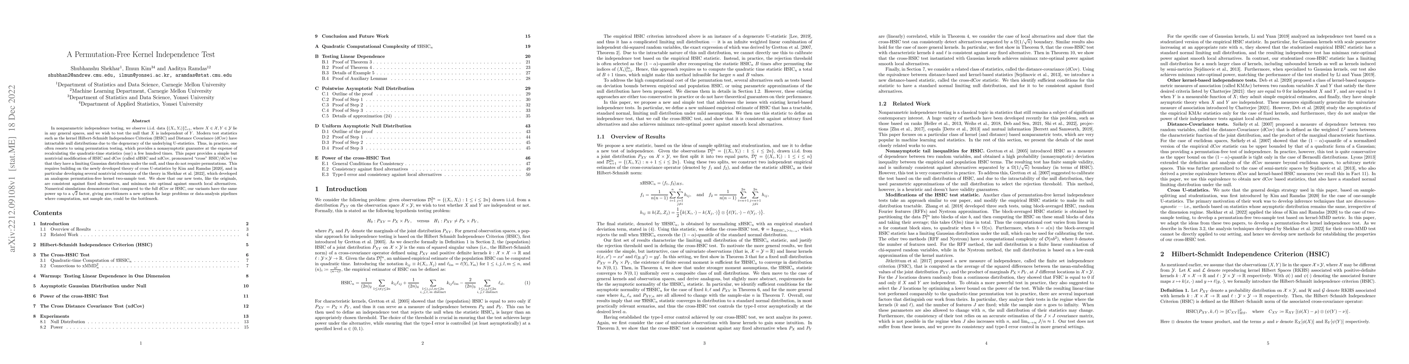 Thumbnail for A Permutation-Free Kernel Independence Test