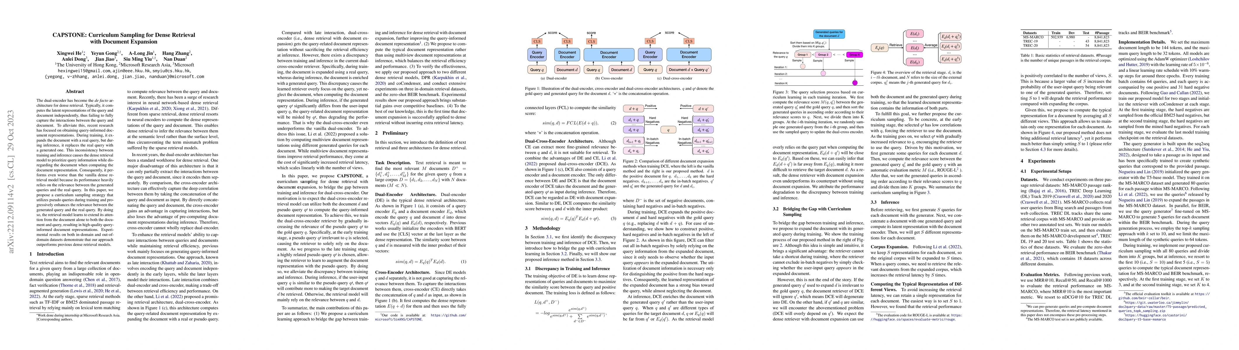 Thumbnail for CAPSTONE: Curriculum Sampling for Dense Retrieval with Document
  Expansion