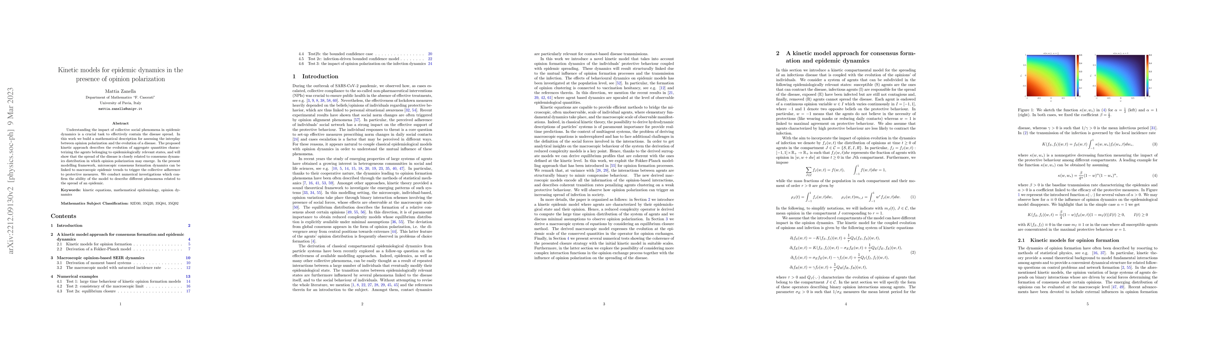 Thumbnail for Kinetic models for epidemic dynamics in the presence of opinion
  polarization