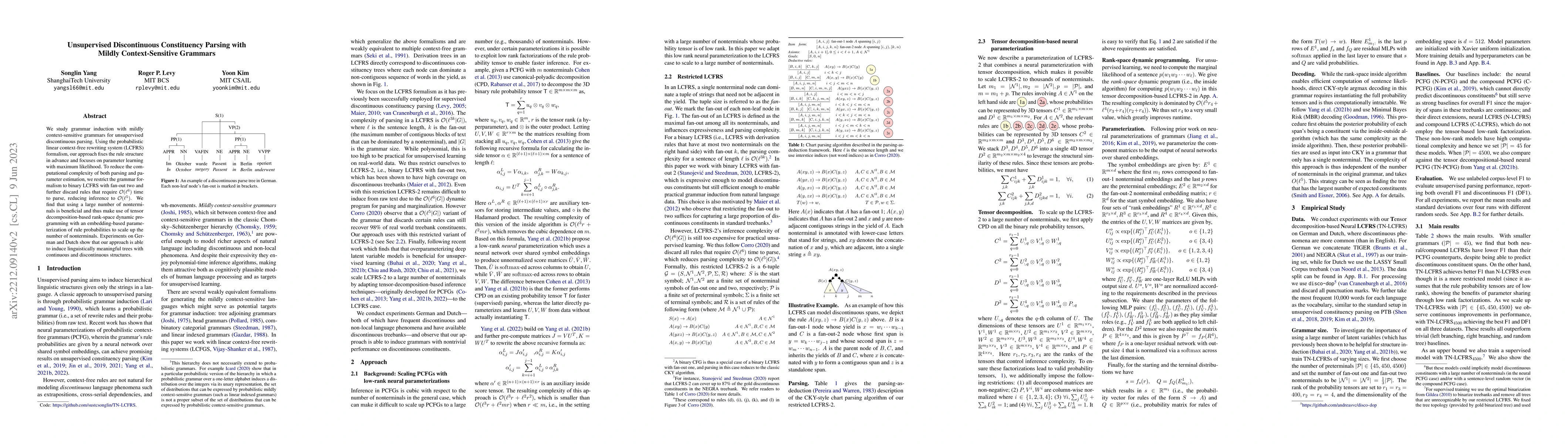 Thumbnail for Unsupervised Discontinuous Constituency Parsing with Mildly
  Context-Sensitive Grammars