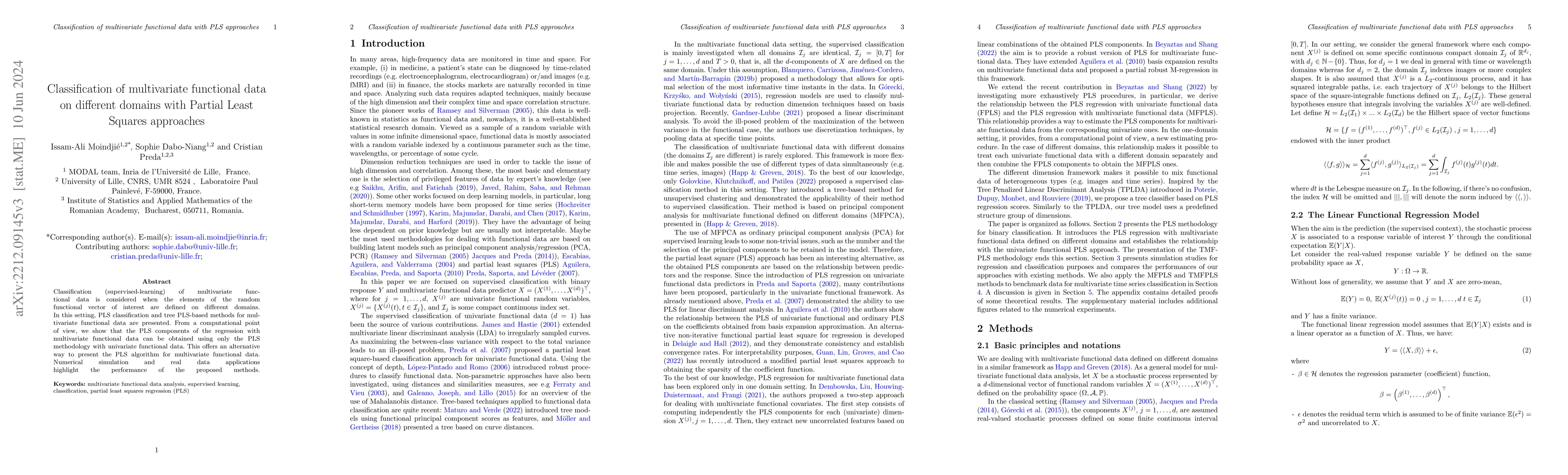 Thumbnail for Classification of multivariate functional data on different domains with
  Partial Least Squares approaches