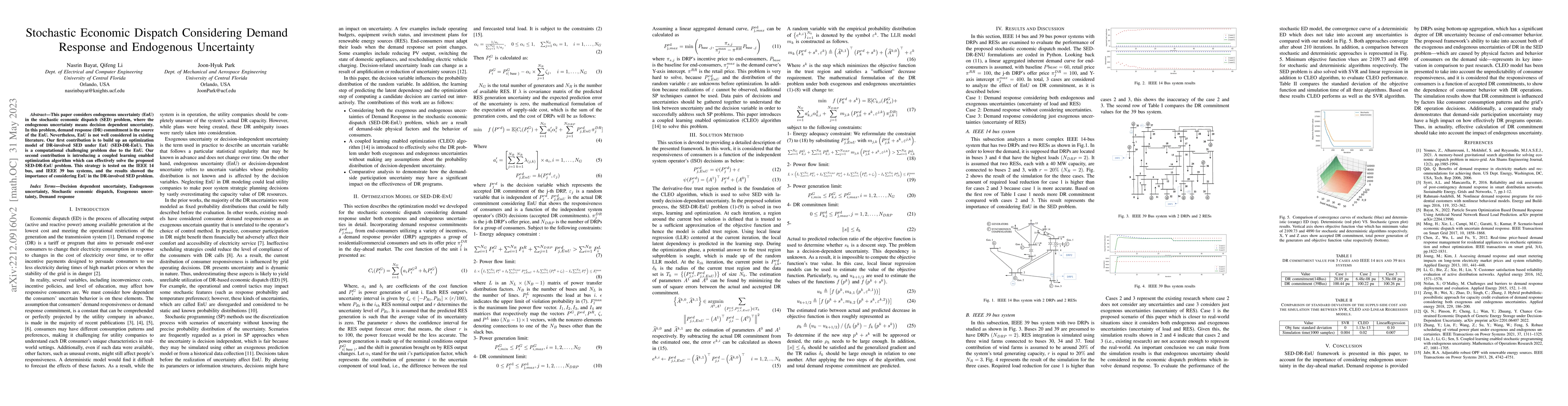 Thumbnail for Stochastic Economic Dispatch Considering Demand Response and Endogenous
  Uncertainty