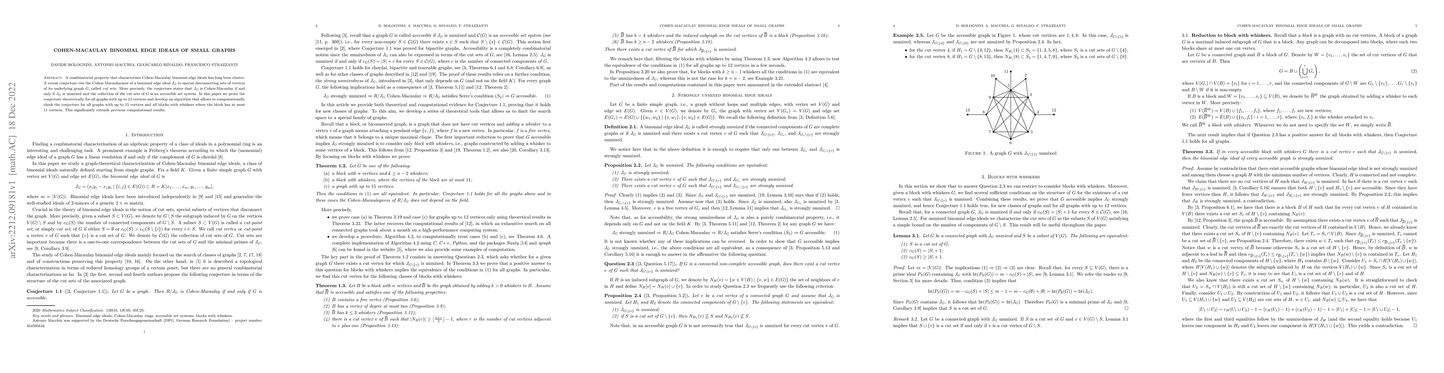 Thumbnail for Cohen-Macaulay binomial edge ideals of small graphs