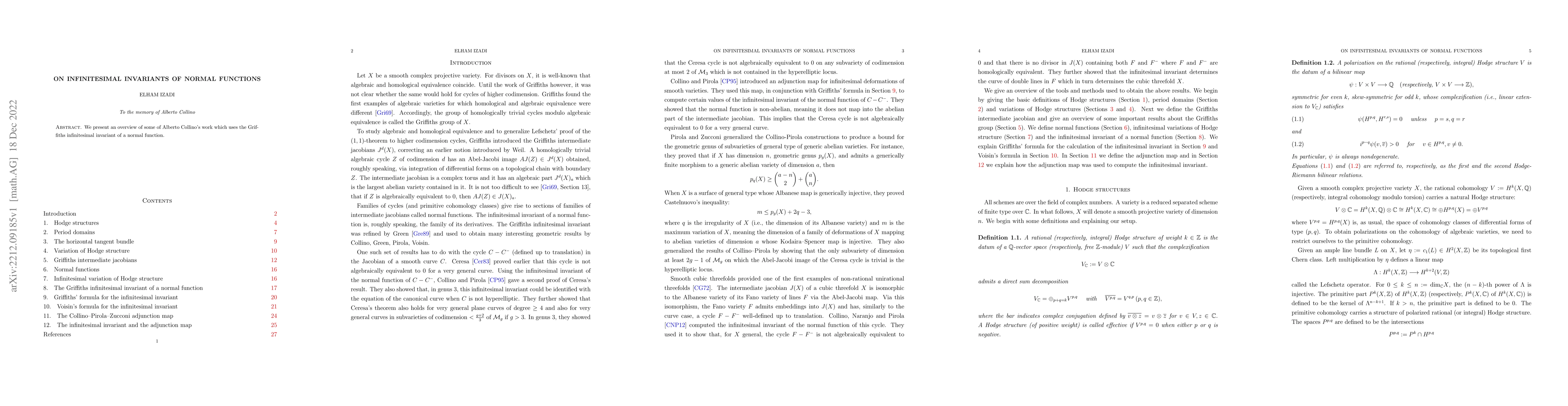 Thumbnail for On infinitesimal invariants of normal functions