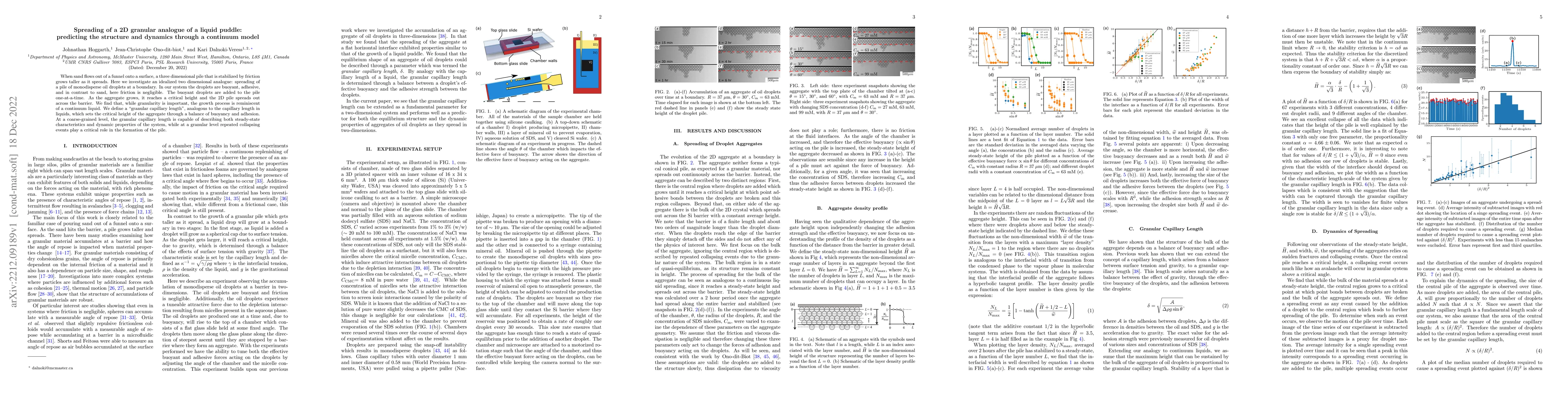 Thumbnail for Spreading of a 2D granular analogue of a liquid puddle: predicting the
  structure and dynamics through a continuum model