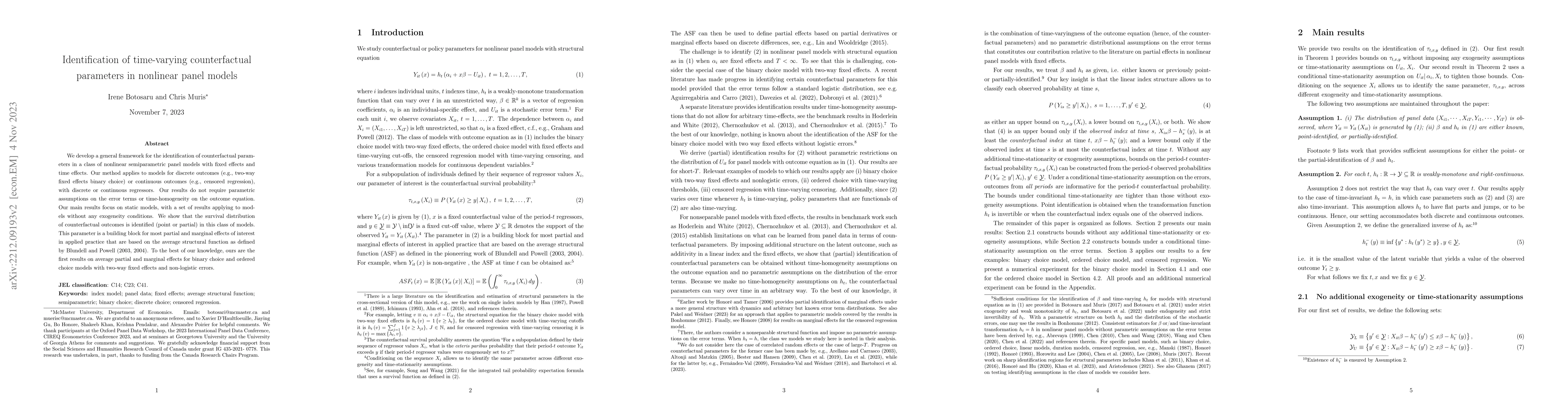 Thumbnail for Identification of time-varying counterfactual parameters in nonlinear
  panel models