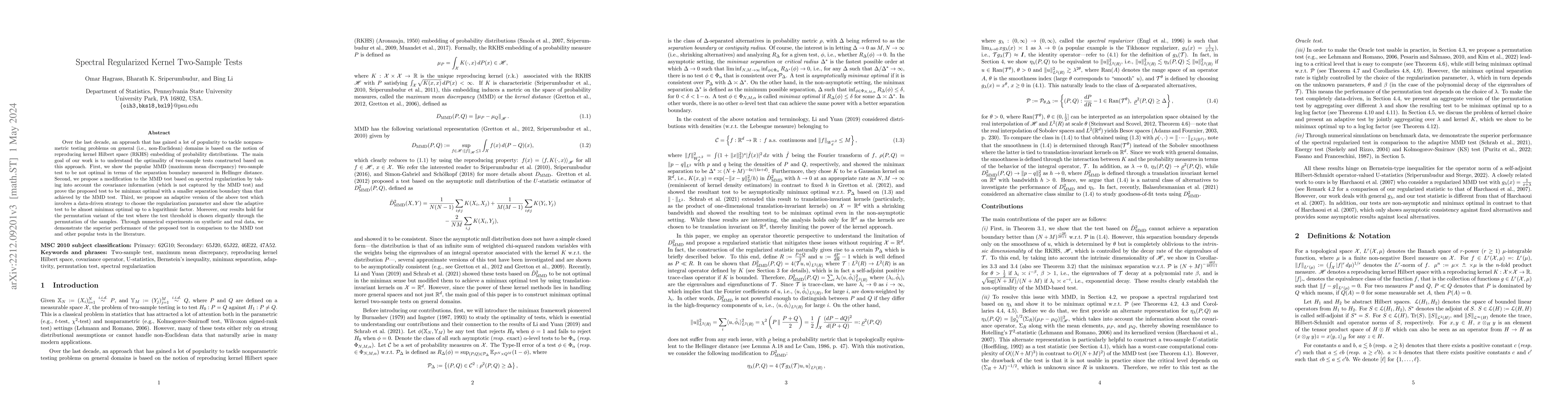 Thumbnail for Spectral Regularized Kernel Two-Sample Tests