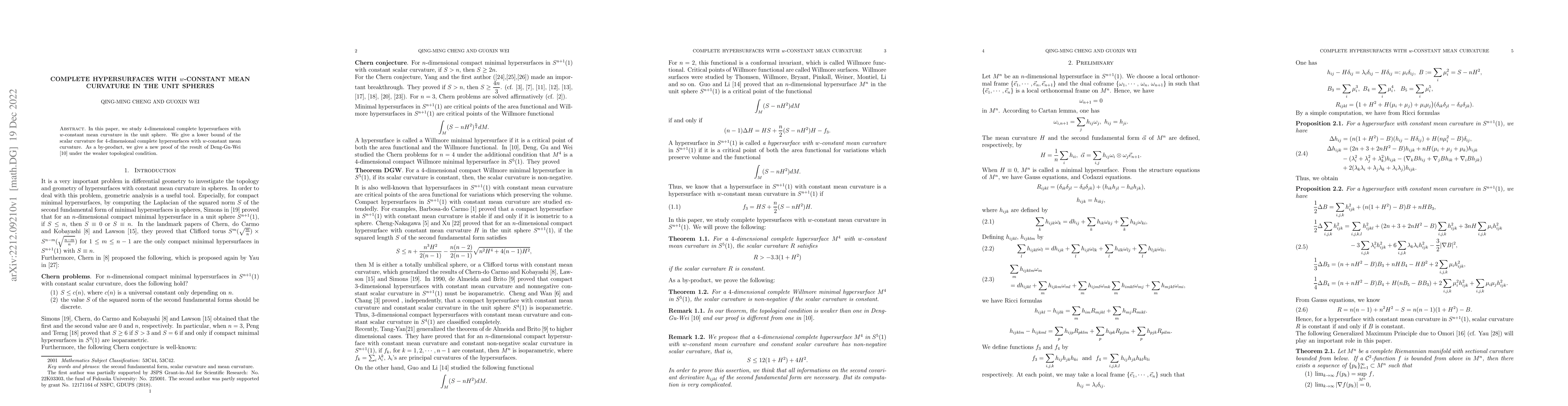 Thumbnail for Complete hypersurfaces with $w$-constant mean curvature in the unit
  spheres
