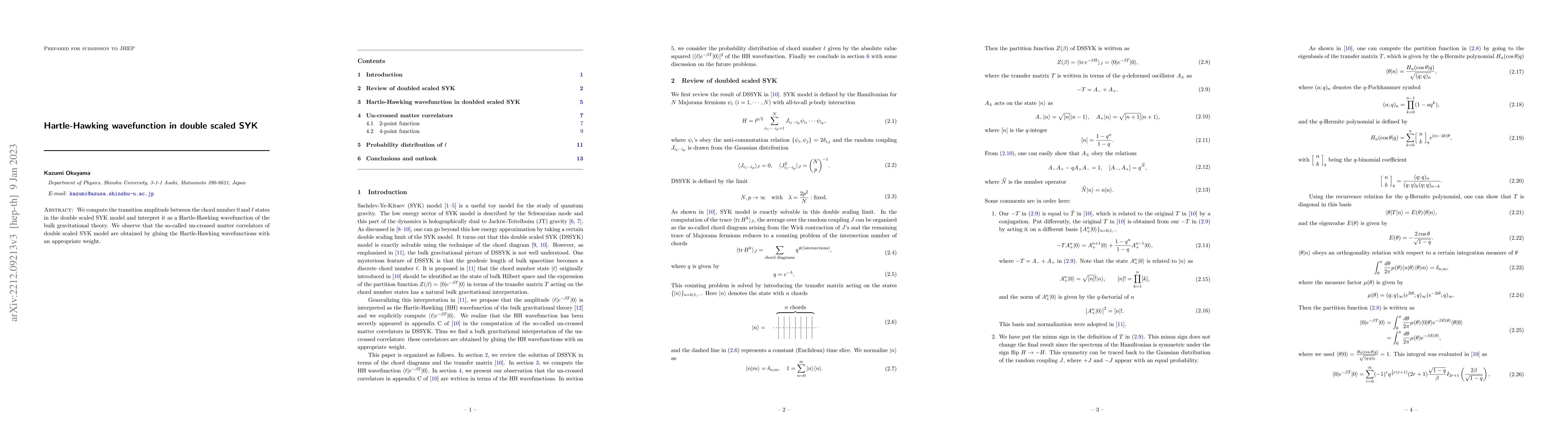 Thumbnail for Hartle-Hawking wavefunction in double scaled SYK