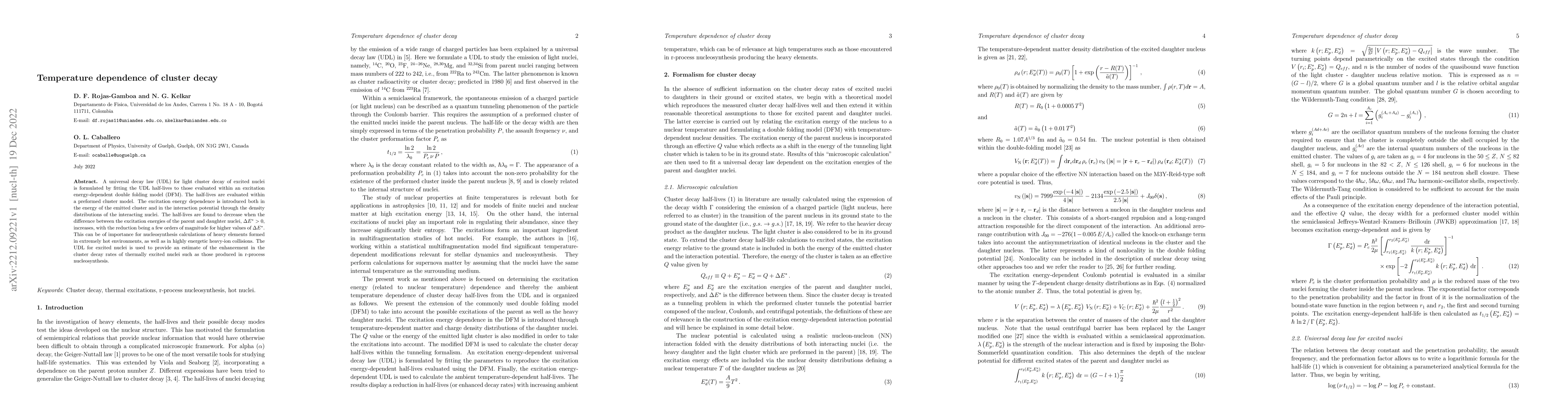 Thumbnail for Temperature dependence of cluster decay
