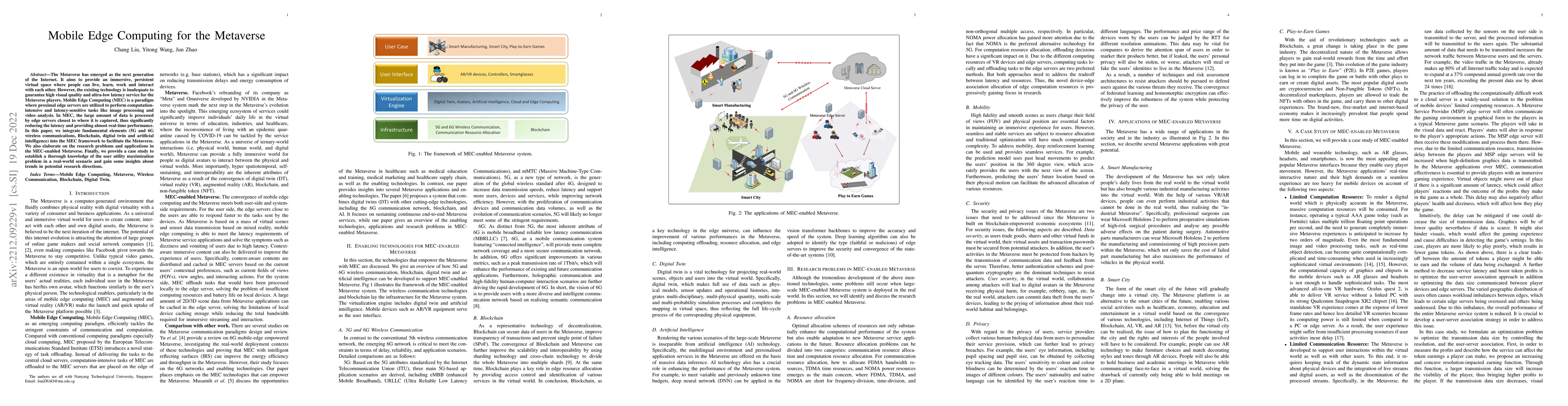 Thumbnail for Mobile Edge Computing for the Metaverse