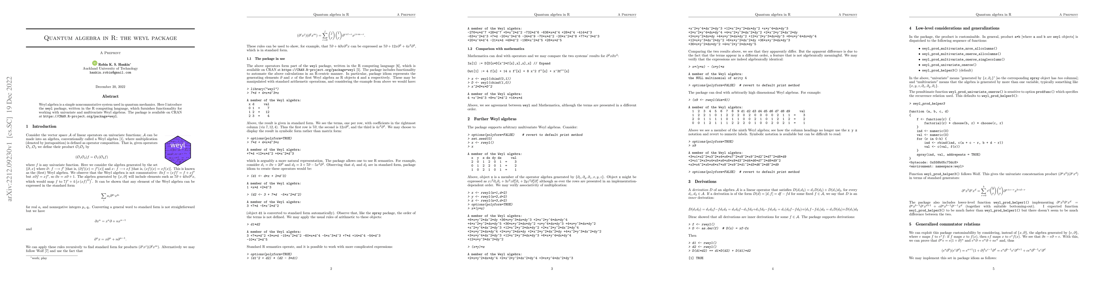 Thumbnail for Quantum algebra in R: the weyl package