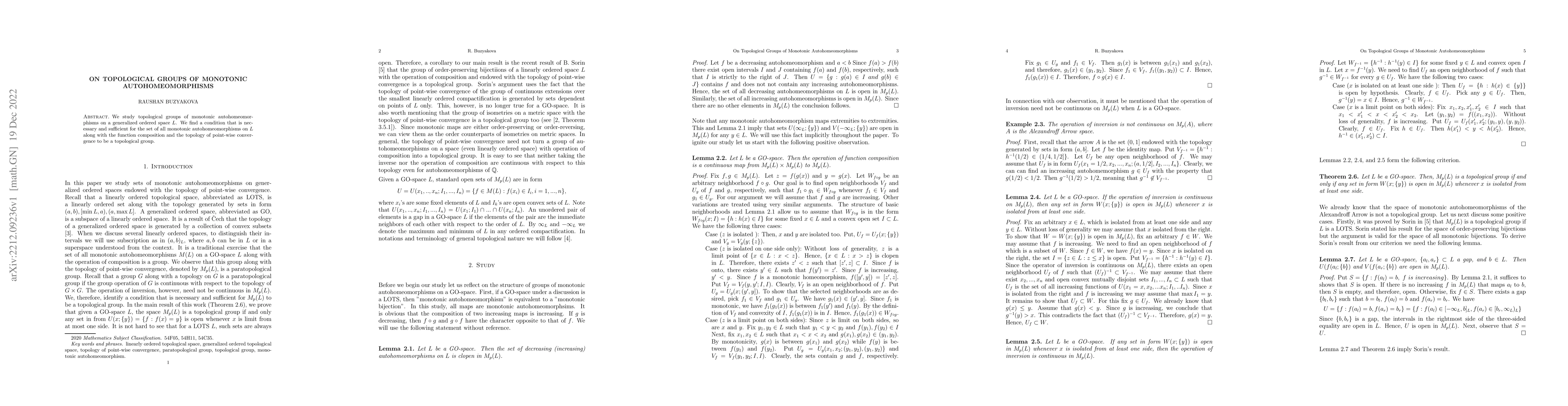 Thumbnail for On Topological Groups of Monotonic Autohomeomorphisms