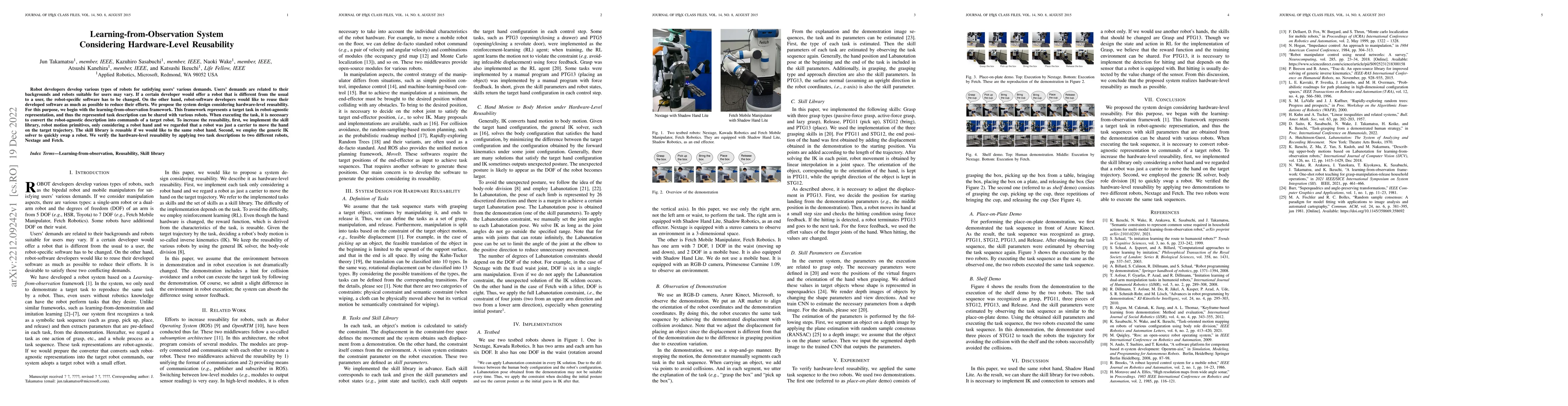 Thumbnail for Learning-from-Observation System Considering Hardware-Level Reusability
